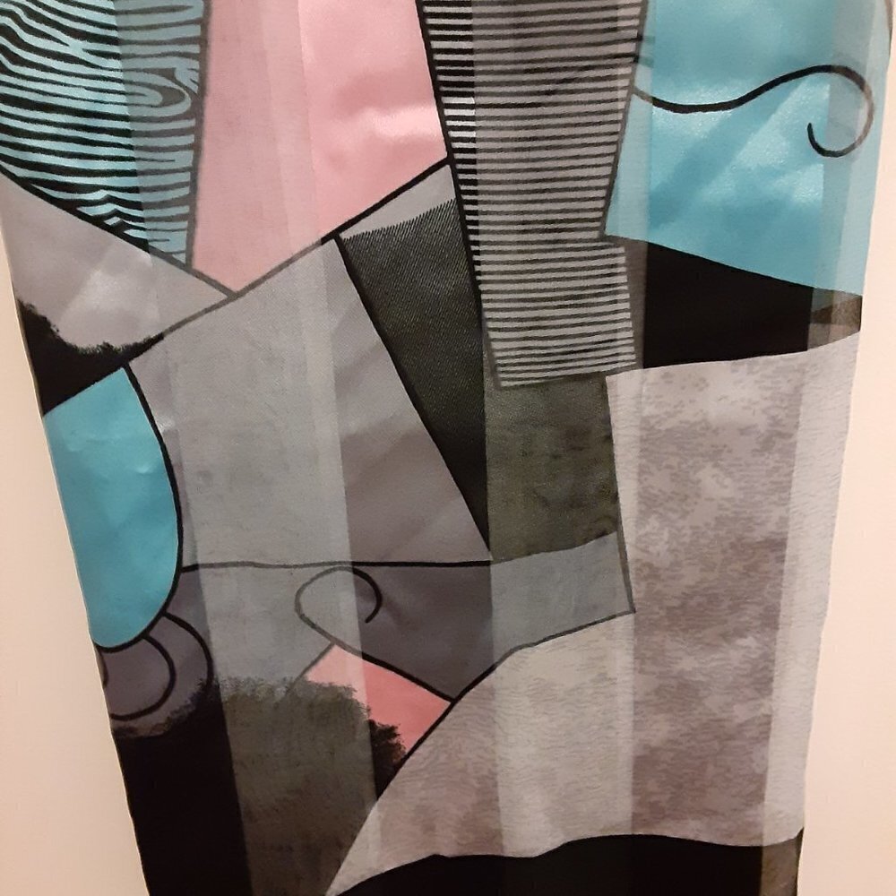 Blue/Pink/Black/Grey Scarf. - Picture 3 of 4